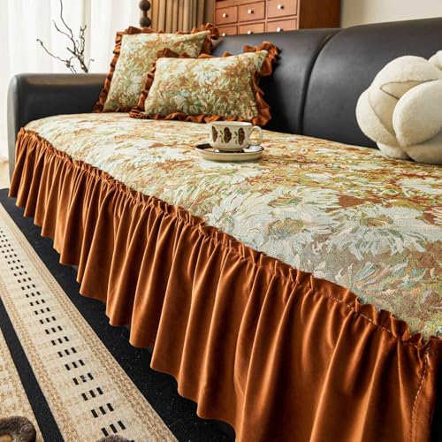 IJNBHU Sofa Überzug,Chenille Sofabezug, Sofaüberwurfe, Sofadecke rutschfest,für 1 2 3 4 Sitzer L Form Ecksofa Couch Überzug Neue Universelle Anti Sofa Cover,Gelb,90 * 300cm von IJNBHU
