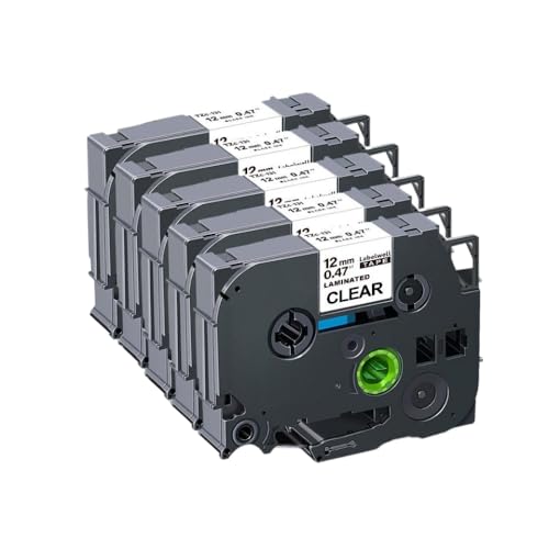 IJOSADON 12mm 231 weißes Etikettband Kompatibel mit Etikettband Tze231 131 631 335 Kompatibel mit PTH110 H105 Etikettierer(Black on Clear-5PK) von IJOSADON