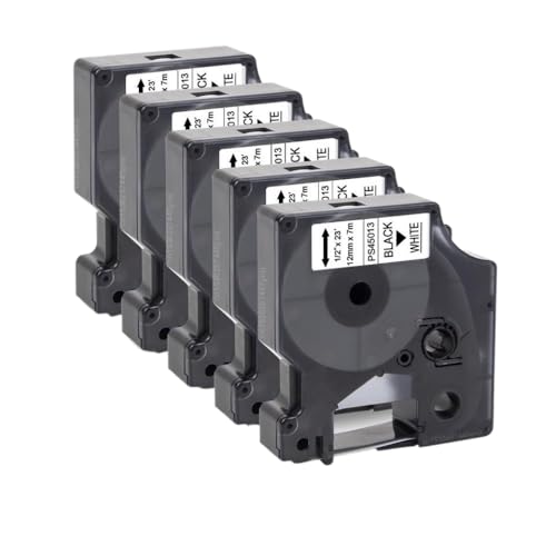 IJOSADON 12mm 45013 kompatibles Etikettband Kompatibel mit LabelManager 280 160 210d Label Maker 45010 45018 45021 45024(5PK Black on White) von IJOSADON