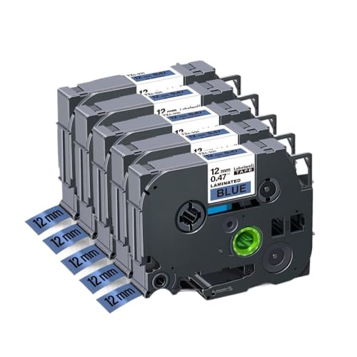 IJOSADON 3/5 -PCs kompatibles Etikettband 12 mm schwarz auf weiß gelb Kompatibel mit pth110 labelmacher tz231(Black on Blue-5PK) von IJOSADON