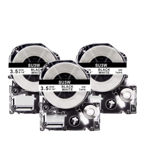 IJOSADON 3PK SU3W SU3Y Heat Shrink Tube Label Tapes 3,5 mm Durchmesser kompatibel mit LabelWorks LW-400 Label Maker Machine(Black on White) von IJOSADON