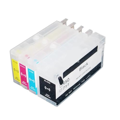 IJOSADON 4 Stück nachfüllbare Tintenpatronen kompatibel mit 711 712 711XL 712XL Kompatibel mit DesignJet T120 T520 T650 T630 T230 T210 Drucker ohne Chip von IJOSADON