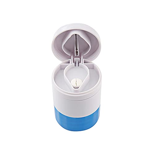 IKAAR Tablettenteiler Tablettenmörser Tablettenzerkleinerer mit Vorratsfach 4-in-1 Multifunktionale Reise Pillendose Blau von IKAAR