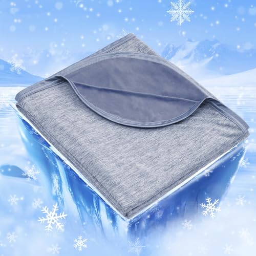 IKALIFE Kühldecke Leichte Kühlende Decke - 2 in 1 Doppelseitige Sommerdecke Q-Max>0,5 Dünne Selbstkühlende Decke Sommer Cooling Blanket zum Schlafen Kältedecke für Menschen Bett 200 x 220 cm Blau von IKALIFE