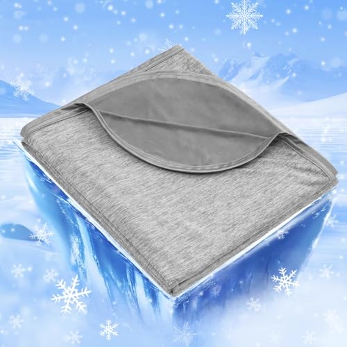 IKALIFE Kühldecke Leichte Kühlende Decke - 2 in 1 Doppelseitige Sommerdecke Q-Max>0,5 Dünne Selbstkühlende Decke Sommer Cooling Blanket zum Schlafen Kältedecke für Menschen Bett 130 x 180 cm Grau von IKALIFE