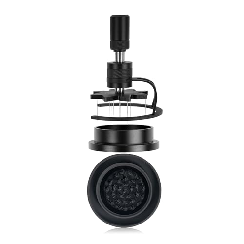 IKAPE 58 mm WDT-Werkzeug, Espressorührer, Verteilerwerkzeug, verstellbare Nadelhöhe, Kaffeerührer mit Dosiertrichter und Ständer (mit Bürste) von IKAPE