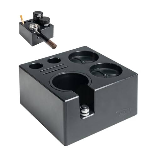 IKAPE ABS-Espresso-Klopfbox, 7-in-1-Kaffee-Organizer-Box, passend für Aufbewahrung von 51, 54, 58 mm Espresso-Tamper, Verteiler, Siebträger und Pucksieb-Zubehör (schwarz) von IKAPE
