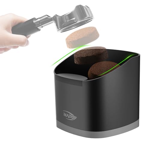 IKAPE Espresso-Klopfbox für Kaffeesatz, Barista-Werkzeug verbessert für bessere Manipulation, schwarze Espressomaschine, Kaffeepuck-Entsorgungsbox von IKAPE