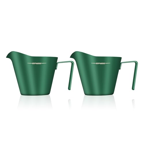 IKAPE Espresso-Messbecher, 304 Anti-Verbrühungs-Edelstahl, Espresso-Schnapsbecher mit Griff, Kaffee-Ausgießbecher für Barista-Werkzeug, Zubehör, 2 Stück (grün) von IKAPE