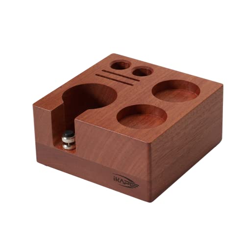 IKAPE Espresso-Tamperhalter, Holz-Kaffee-Tamperstation, Basis aus natürlichem Walnussholz, Espresso-Tamp-Mattenständer, passend für 51 bis 54 mm Espresso-Zubehör, kann höhenverstellbar (17,8 cm) von IKAPE