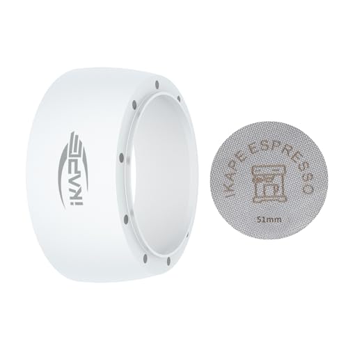 IKAPE Magnetisches Dosiertrichter-Set, 51 mm, Espresso-Dosierring und Pucksieb-Set, kompatibel mit Delonghi 51 mm Siebträgern, mit 8 kleinen Magneten (weiß) von IKAPE