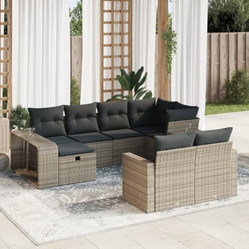 IKAYAA 10-TLG Loungemöbel Set mit Stauraum Gartenlounge XXL Gartenlounge Outdoor Polyrattan Gartenmöbel Set Terrassenmöbel außen Ecklounge Sitzgarnitur Grau von IKAYAA