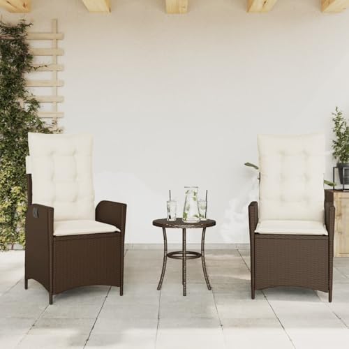 IKAYAA 2er Set Gartenstuhl Polyrattan 2 STK Verstellbar Gartenstuhl hochlehner Balkonstuhl Gartenmöbel Set mit 2 Stühlen Camping Stuhl Wetterfest für Garten Balkon Terrasse-Braun-2 STK von IKAYAA