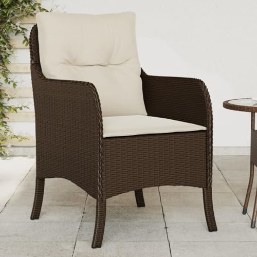 IKAYAA 2er Set Gartenstuhl aus Polyrattan Hochlehner Stühlen loungesessel Outdoor Gartenmöbel Set mit 2 Sessel Outdoor Rattansessel-Braun- von IKAYAA