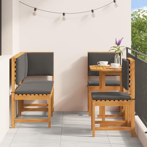 IKAYAA 5-TLG Eckbank mit Tisch und Stühle - Eckbankgruppe für Esszimmer, Sitzecke, Essecke, Balkonmöbel Set Akazienholz, Lounge Set Balkon, Gartenmöbel Sitzgruppe mit Kissen, Anthrazit IKAYAA 5-TLG Eckbank mit Tisch und Stühle - Eckbankgruppe für Esszimmer, Sitzecke, Essecke, Balkonmöbel Set Akazienholz, Lounge Set Balkon, Gartenmöbel Sitzgruppe mit Kissen, Anthrazit von IKAYAA