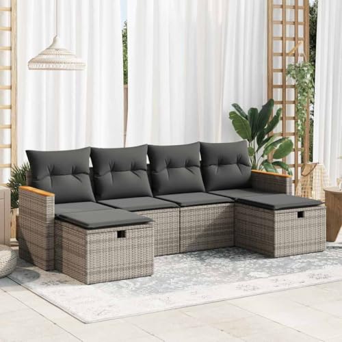 IKAYAA 6-TLG Polyrattan Lounge mit Stauraum Balkon Lounge Klein Gartenlounge Ecklounge Ecksofa Outdoor Loungemöbel Rattan Gartenmöbel Sitzlounge Balkon Gartensofa Balkonsofa Grau Type 27 IKAYAA 6-TLG Polyrattan Lounge mit Stauraum Balkon Lounge Klein Gartenlounge Ecklounge Ecksofa Outdoor Loungemöbel Rattan Gartenmöbel Sitzlounge Balkon Gartensofa Balkonsofa Grau Type 27 von IKAYAA