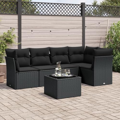 IKAYAA 6-TLG Rattan Gartenmöbel Set, Balkon Lounge, Outdoor Loungemöbel Rattan Sitzlounge Ecklounge Ecksofa Gartensofa Balkonsofa Schwarz Type-38 IKAYAA 6-TLG Rattan Gartenmöbel Set, Balkon Lounge, Outdoor Loungemöbel Rattan Sitzlounge Ecklounge Ecksofa Gartensofa Balkonsofa Schwarz Type-38 von IKAYAA
