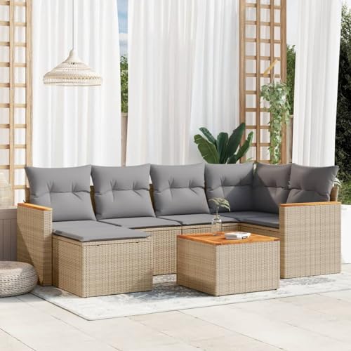 IKAYAA 7-TLG Rattan Gartenmöbel Set mit Stauraum Loungemöbel Set Gartenlounge Outdoor Polyrattan Loungemöbel Terrassenmöbel außen Ecklounge Sitzgarnitur Sofagarnitur Beige und Grau Type-14 IKAYAA 7-TLG Rattan Gartenmöbel Set mit Stauraum Loungemöbel Set Gartenlounge Outdoor Polyrattan Loungemöbel Terrassenmöbel außen Ecklounge Sitzgarnitur Sofagarnitur Beige und Grau Type-14 von IKAYAA