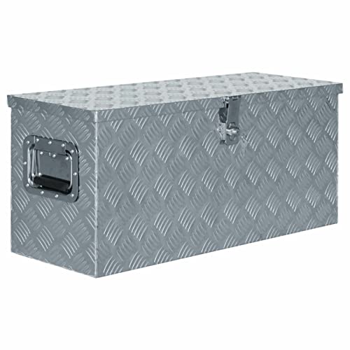 IKAYAA Alu Transportbox Aluminiumbox Stauboxen Abschliessbare Box Abschließbare Kiste Aufbewahrungsbox Alubox Silber Werkzeugkiste 80 x 30 x 35 cm Transportkiste von IKAYAA