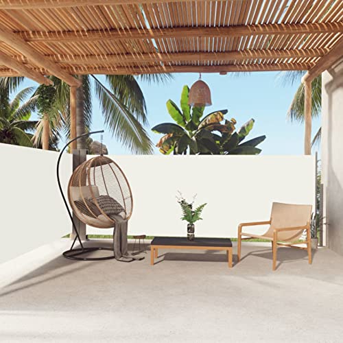 IKAYAA Aluminium Doppel- Seitenmarkise Ausziehbar 140 x 600 cm Sonnenschutz Doppelseitenmarkise Windschutz Terrasse Sichtschutz Doppelmarkise Balkon Seitenwand Creme von IKAYAA