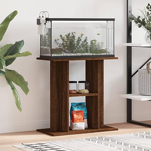 IKAYAA Aquarium Unterschrank Aquariumständer Aquariumregal Aquariumschrank Braune Eiche 60 x 30 x 60 cm Aquarium Stand Aquarium Tisch Aquarium Schrank Unterschrank Holzwerkstoff von IKAYAA