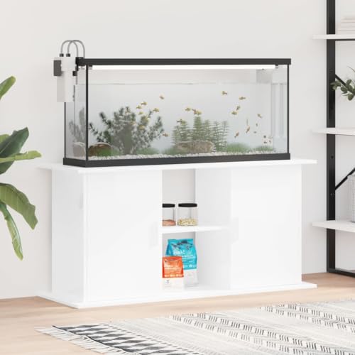 IKAYAA Aquarium Unterschrank Aquariumständer Aquariumregal Aquariumschrank Hochglanz-Weiß 121 x 41 x 58 cm Aquarium Stand Aquarium Tisch Aquarium Schrank Unterschrank Holzwerkstoff von IKAYAA