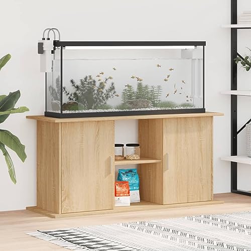 IKAYAA Aquarium Unterschrank Aquariumständer Aquariumregal Aquariumschrank Sonoma Eiche 121 x 41 x 58 cm Aquarium Stand Aquarium Tisch Aquarium Schrank Unterschrank Holzwerkstoff von IKAYAA