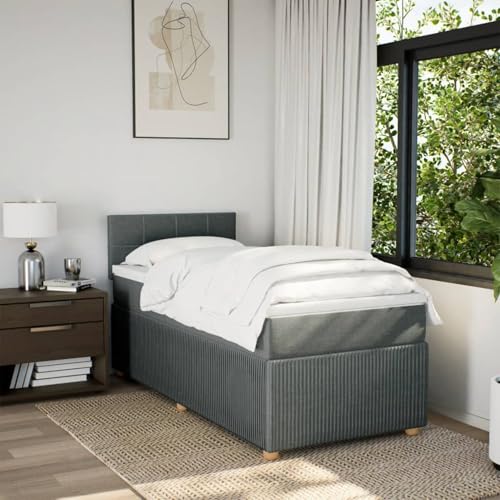IKAYAA Bett 100x200 mit matratze und lattenrost Boxspringbett 100x200 mit Matratze Polsterbett 100x200 Bett mit matratze und Topper Stoff-Dunkelgrau-100 x 200 cm IKAYAA Bett 100x200 mit matratze und lattenrost Boxspringbett 100x200 mit Matratze Polsterbett 100x200 Bett mit matratze und Topper Stoff-Dunkelgrau-100 x 200 cm von IKAYAA