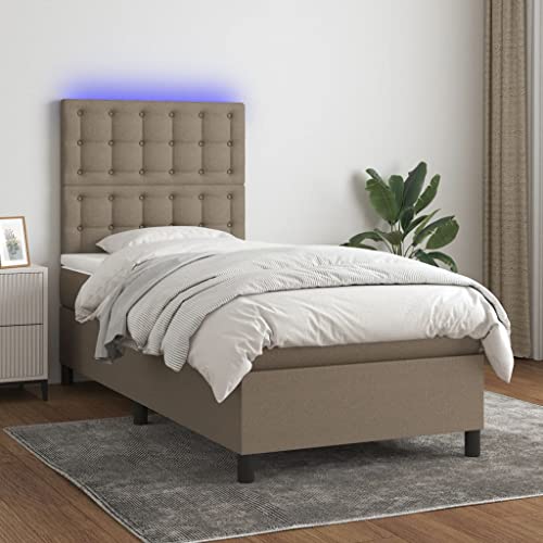 IKAYAA Boxspringbett 100 x 200 mit matratze & Led und USB Bett mit LED Beleuchtung & Topper Bett komplett mit Kopfteil höhenverstellbar -Taupe-100 x 200 cm IKAYAA Boxspringbett 100 x 200 mit matratze & Led und USB Bett mit LED Beleuchtung & Topper Bett komplett mit Kopfteil höhenverstellbar -Taupe-100 x 200 cm von IKAYAA