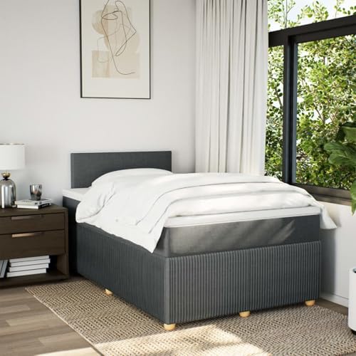 IKAYAA Boxspringbett 120 x 190 cm mit Matratze, Topper & Kopfteil, Bett mit Matratze und Lattenrost 120 x 190 cm Polsterbett 120 x 190 cm Dunkelgrau-3 von IKAYAA