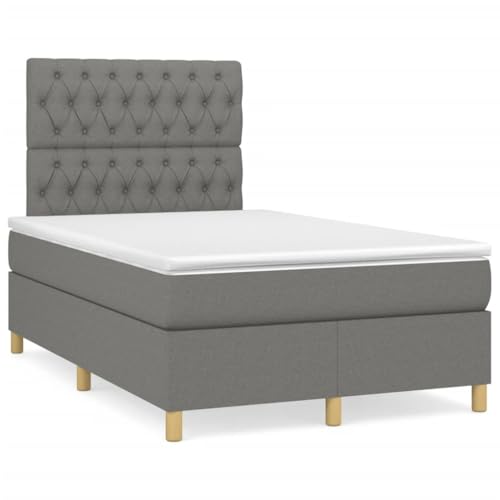 IKAYAA Boxspringbett 120 x 190 mit Matratze Boxspringbett 140x200 mit led und USB Bett mit Matratze & Topper Bett komplett mit Kopfteil Höhenverstellbar-Dunkelgrau-120 x 190 cm von IKAYAA