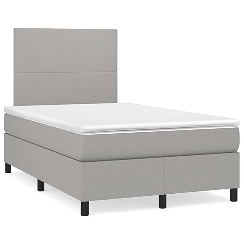 IKAYAA Boxspringbett 120 x 190 mit matratze & Led und USB Bett mit LED Beleuchtung & Topper Bett komplett mit Kopfteil höhenverstellbar -Hellgrau-120 x 190 cm IKAYAA Boxspringbett 120 x 190 mit matratze & Led und USB Bett mit LED Beleuchtung & Topper Bett komplett mit Kopfteil höhenverstellbar -Hellgrau-120 x 190 cm von IKAYAA