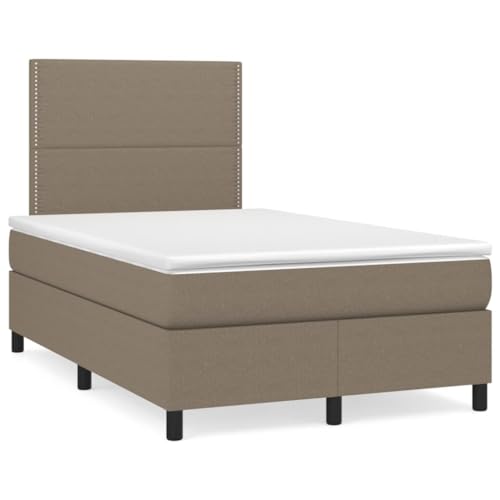 IKAYAA Boxspringbett 120 x 190 mit matratze & Led und USB Bett mit LED Beleuchtung & Topper Bett komplett mit Kopfteil höhenverstellbar -Taupe-120 x 190 cm Typ 6 von IKAYAA