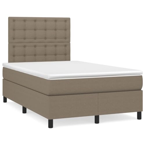 IKAYAA Boxspringbett 120 x 190 mit matratze & Led und USB Bett mit LED Beleuchtung & Topper Bett komplett mit Kopfteil höhenverstellbar -Taupe-120 x 190 cm Typ 7 von IKAYAA