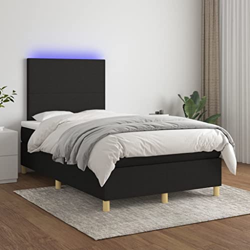 IKAYAA Boxspringbett 120 x 200 mit Matratze Boxspringbett 140x200 mit led und USB Bett mit Matratze & Topper Bett komplett mit Kopfteil Höhenverstellbar-Schwarz-120 x 200 cm Typ 2 von IKAYAA