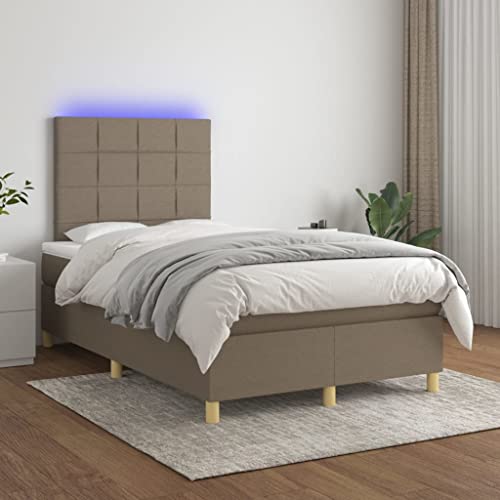 IKAYAA Boxspringbett 120 x 200 mit Matratze Boxspringbett 140x200 mit led und USB Bett mit Matratze & Topper Bett komplett mit Kopfteil Höhenverstellbar-Taupe-120 x 200 cm Typ 3 von IKAYAA