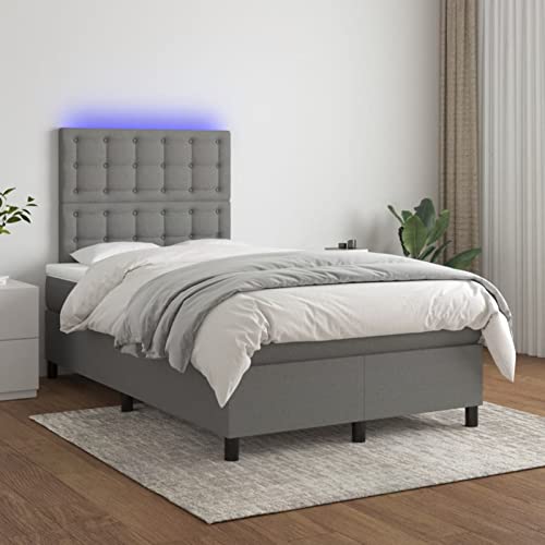 IKAYAA Boxspringbett 120 x 200 mit matratze & Led und USB Bett mit LED Beleuchtung & Topper Bett komplett mit Kopfteil höhenverstellbar -Dunkelgrau-120 x 200 cm IKAYAA Boxspringbett 120 x 200 mit matratze & Led und USB Bett mit LED Beleuchtung & Topper Bett komplett mit Kopfteil höhenverstellbar -Dunkelgrau-120 x 200 cm von IKAYAA