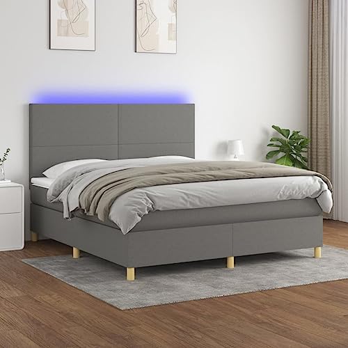 IKAYAA Boxspringbett 180 x 200 mit Matratze Boxspringbett 140x200 mit led und USB Bett mit Matratze & Topper Bett komplett mit Kopfteil Höhenverstellbar-Dunkelgrau-180 x 200 cm IKAYAA Boxspringbett 180 x 200 mit Matratze Boxspringbett 140x200 mit led und USB Bett mit Matratze & Topper Bett komplett mit Kopfteil Höhenverstellbar-Dunkelgrau-180 x 200 cm von IKAYAA