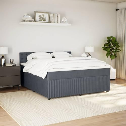 IKAYAA Boxspringbett 180 x 200 mit matratze und Topper Bett 180 x 200 mit matratze und lattenrost Polsterbett Doppelbett Schlafzimmer-Dunkelgrau-180 x 200 cm-2 von IKAYAA