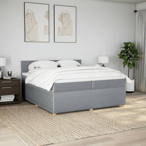 IKAYAA Boxspringbett 200 x 200 cm mit Matratze, Topper & Kopfteil, Bett mit Matratze und Lattenrost 200 x 200 cm Polsterbett 200 x 200 cm Hellgrau Type-2 IKAYAA Boxspringbett 200 x 200 cm mit Matratze, Topper & Kopfteil, Bett mit Matratze und Lattenrost 200 x 200 cm Polsterbett 200 x 200 cm Hellgrau Type-2 von IKAYAA