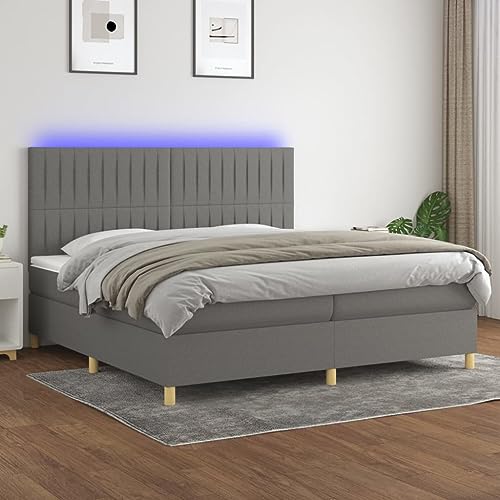 IKAYAA Boxspringbett 200 x 200 mit Matratze Boxspringbett 140x200 mit led und USB Bett mit Matratze & Topper Bett komplett mit Kopfteil Höhenverstellbar-Dunkelgrau-200 x 200 cm Typ 2 IKAYAA Boxspringbett 200 x 200 mit Matratze Boxspringbett 140x200 mit led und USB Bett mit Matratze & Topper Bett komplett mit Kopfteil Höhenverstellbar-Dunkelgrau-200 x 200 cm Typ 2 von IKAYAA