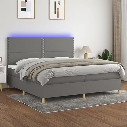 IKAYAA Boxspringbett 200 x 200 mit Matratze Boxspringbett 140x200 mit led und USB Bett mit Matratze & Topper Bett komplett mit Kopfteil Höhenverstellbar-Dunkelgrau-200 x 200 cm IKAYAA Boxspringbett 200 x 200 mit Matratze Boxspringbett 140x200 mit led und USB Bett mit Matratze & Topper Bett komplett mit Kopfteil Höhenverstellbar-Dunkelgrau-200 x 200 cm von IKAYAA
