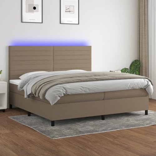 IKAYAA Boxspringbett 200 x 200 mit matratze & Led und USB Bett mit LED Beleuchtung & Topper Bett komplett mit Kopfteil höhenverstellbar -Taupe-200 x 200 cm Typ 2 IKAYAA Boxspringbett 200 x 200 mit matratze & Led und USB Bett mit LED Beleuchtung & Topper Bett komplett mit Kopfteil höhenverstellbar -Taupe-200 x 200 cm Typ 2 von IKAYAA