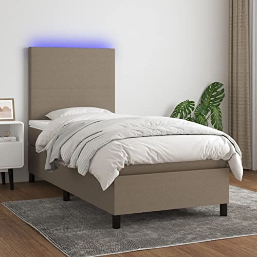 IKAYAA Boxspringbett 80 x 200 mit matratze & Led und USB Bett mit LED Beleuchtung & Topper Bett komplett mit Kopfteil höhenverstellbar -Taupe-80 x 200 cm Typ 2 IKAYAA Boxspringbett 80 x 200 mit matratze & Led und USB Bett mit LED Beleuchtung & Topper Bett komplett mit Kopfteil höhenverstellbar -Taupe-80 x 200 cm Typ 2 von IKAYAA