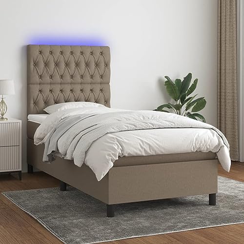 IKAYAA Boxspringbett 80 x 200 mit matratze & Led und USB Bett mit LED Beleuchtung & Topper Bett komplett mit Kopfteil höhenverstellbar -Taupe-80 x 200 cm IKAYAA Boxspringbett 80 x 200 mit matratze & Led und USB Bett mit LED Beleuchtung & Topper Bett komplett mit Kopfteil höhenverstellbar -Taupe-80 x 200 cm von IKAYAA