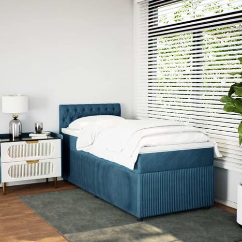 IKAYAA Boxspringbett 90 x 190 mit matratze und Topper Bett 90 x 190 mit matratze und lattenrost Polsterbett Einzelbett Schlafzimmer-Blau-90 x 190 cm IKAYAA Boxspringbett 90 x 190 mit matratze und Topper Bett 90 x 190 mit matratze und lattenrost Polsterbett Einzelbett Schlafzimmer-Blau-90 x 190 cm von IKAYAA
