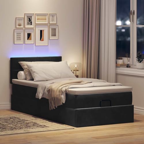 IKAYAA Boxspringbett 90 x 200 cm mit Bettkasten - Polsterbett 90 x 200 cm mit Matratze - Boxspringbett mit Stauraum -Bett komplett - Stauraumbett Schwarz IKAYAA Boxspringbett 90 x 200 cm mit Bettkasten - Polsterbett 90 x 200 cm mit Matratze - Boxspringbett mit Stauraum -Bett komplett - Stauraumbett Schwarz von IKAYAA