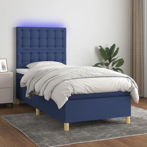 IKAYAA Boxspringbett 90 x 200 mit Matratze Boxspringbett 140x200 mit led und USB Bett mit Matratze & Topper Bett komplett mit Kopfteil Höhenverstellbar-Blau-90 x 200 cm Typ 3 IKAYAA Boxspringbett 90 x 200 mit Matratze Boxspringbett 140x200 mit led und USB Bett mit Matratze & Topper Bett komplett mit Kopfteil Höhenverstellbar-Blau-90 x 200 cm Typ 3 von IKAYAA
