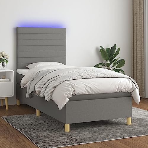 IKAYAA Boxspringbett 90 x 200 mit Matratze Boxspringbett 140x200 mit led und USB Bett mit Matratze & Topper Bett komplett mit Kopfteil Höhenverstellbar-Dunkelgrau-90 x 200 cm IKAYAA Boxspringbett 90 x 200 mit Matratze Boxspringbett 140x200 mit led und USB Bett mit Matratze & Topper Bett komplett mit Kopfteil Höhenverstellbar-Dunkelgrau-90 x 200 cm von IKAYAA
