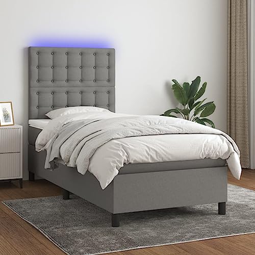 IKAYAA Boxspringbett 90 x 200 mit matratze & Led und USB Bett mit LED Beleuchtung & Topper Bett komplett mit Kopfteil höhenverstellbar -Dunkelgrau-90 x 200 cm Typ 2 IKAYAA Boxspringbett 90 x 200 mit matratze & Led und USB Bett mit LED Beleuchtung & Topper Bett komplett mit Kopfteil höhenverstellbar -Dunkelgrau-90 x 200 cm Typ 2 von IKAYAA